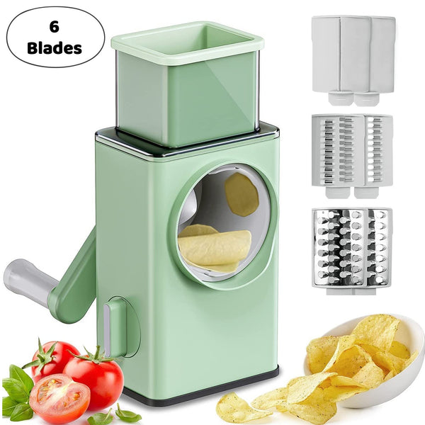 Stainless Steel Vegetable Chopper & Slicer with 6 Blades with Brush & Suction Base for Kitchen Use