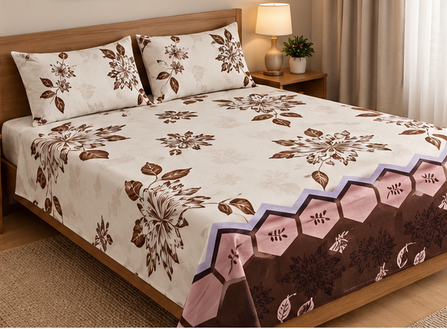Quirky Home Coral Double Bedsheet with 2 Pillow Cover (Coral Collection)