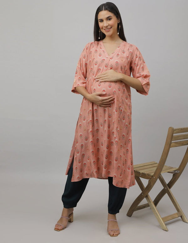 Bellini Blush Maternity and Nursing Kurta Set - MEW-SK-PCHMS-S