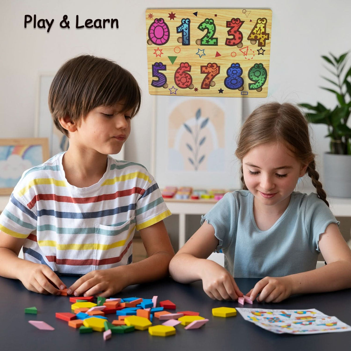 Wooden Number Puzzle Learning Educational Board (1 Set 2820 Cm) HP DD