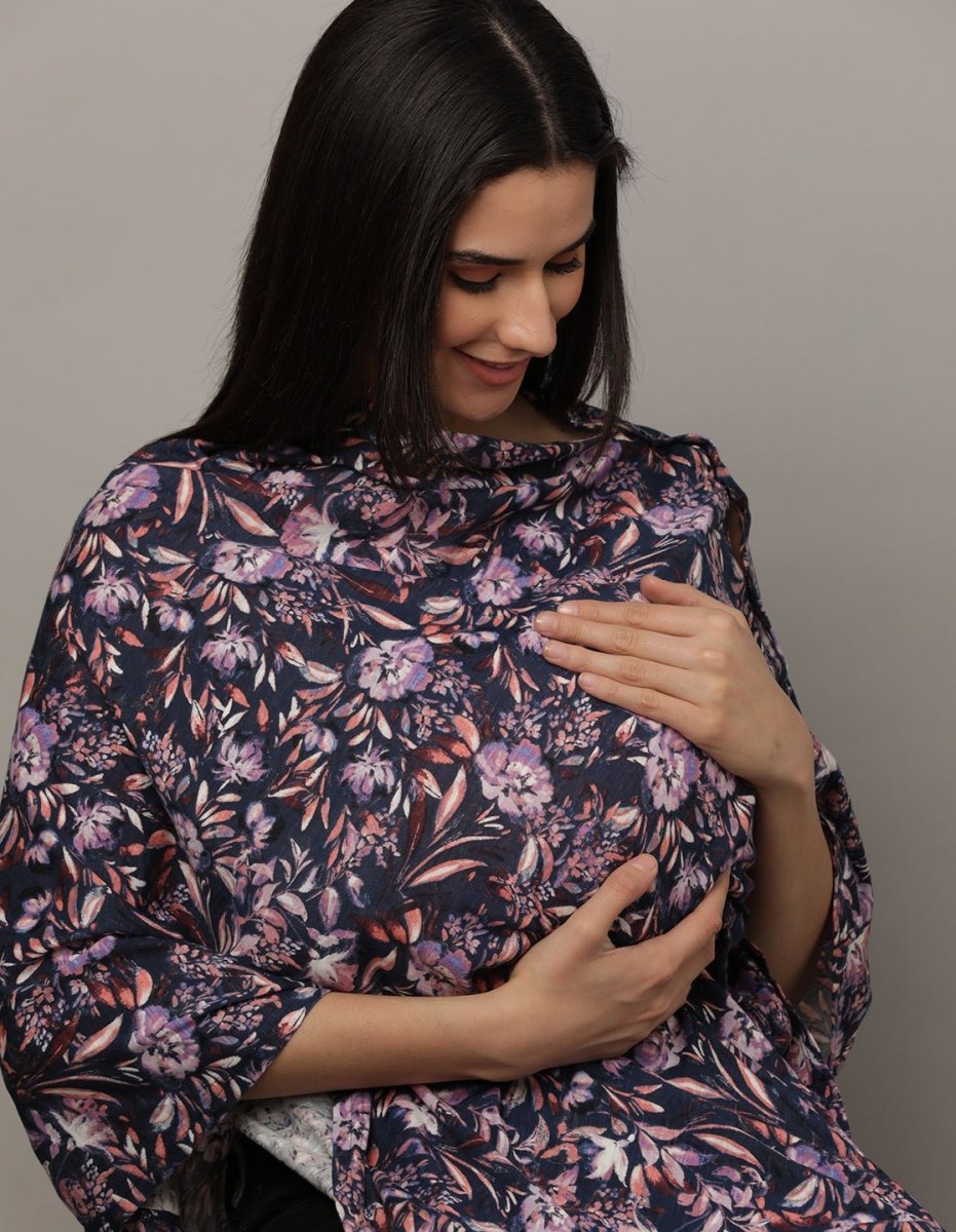 Blue Floral Nursing Cover and Top - NURC-BLFRL