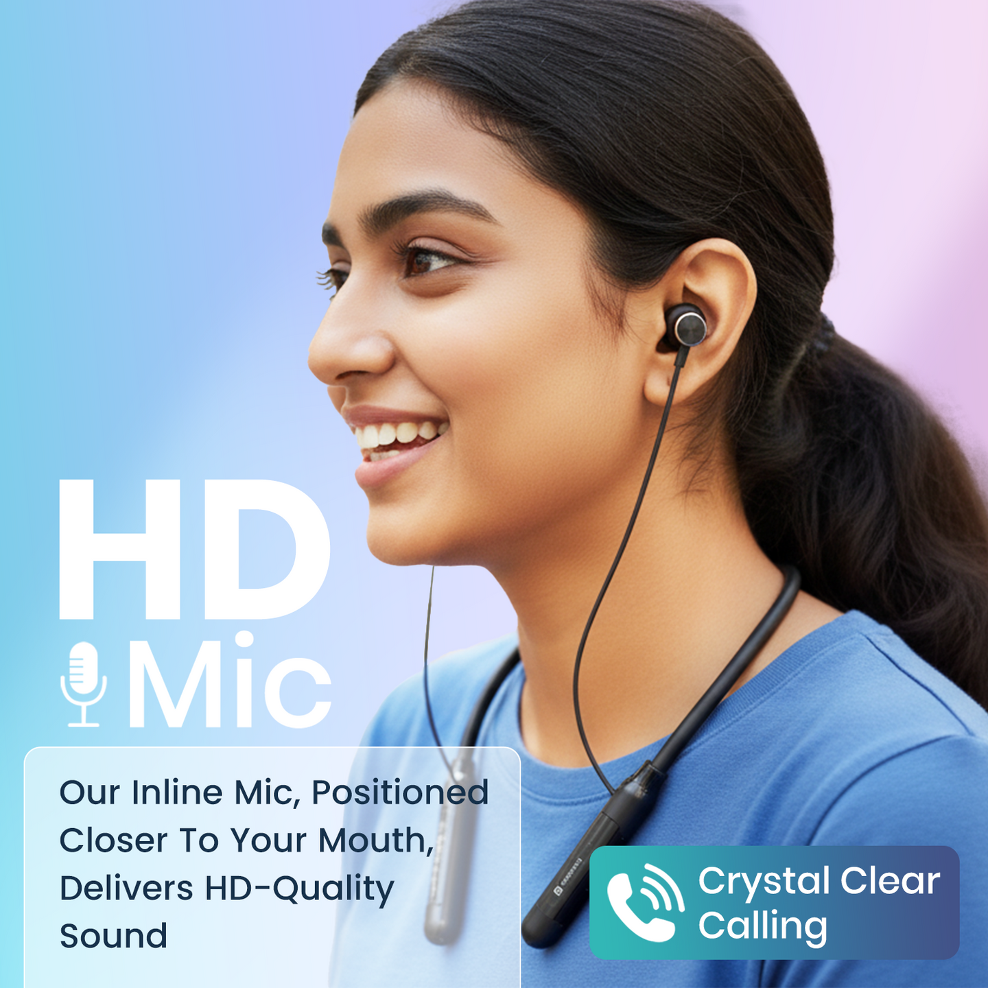 Portronics Harmonics Y3 in Ear Bluetooth Neckband with Upto 40 Hours Playtime & in Line HD Mic, Dual Pairing, Gaming/Music Mode, Low Latency, Bluetooth Version 5.4V, Type C Fast Charging(Black)
