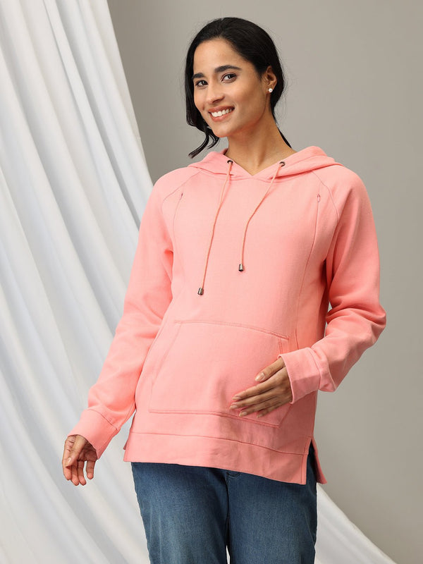 Blush Rush maternity and Nursing Hoodie Sweatshirt - MNSWT - SD - BSRS - S