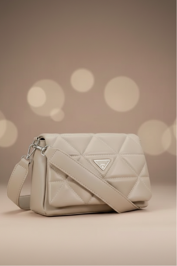 Elegant Quilted Sling Bag with Mini Pouch (Beige) RAYORA ENTERPRISE