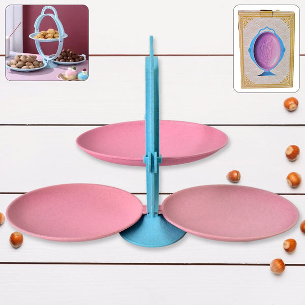 Foldable Mirror-Shaped Fruit & Candy Plate – Multi-Use Tray (1 Set)