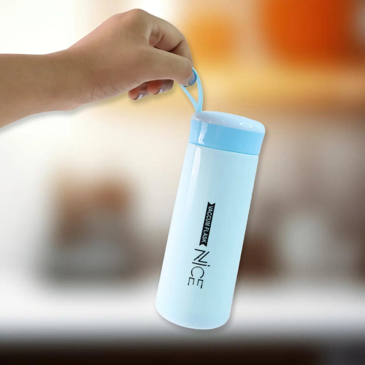 Plastic Vacuum Flask Bottle – Double Wall Insulated Hot & Cold Travel Water Bottle with Carry Strap (400 ML ) HP DD