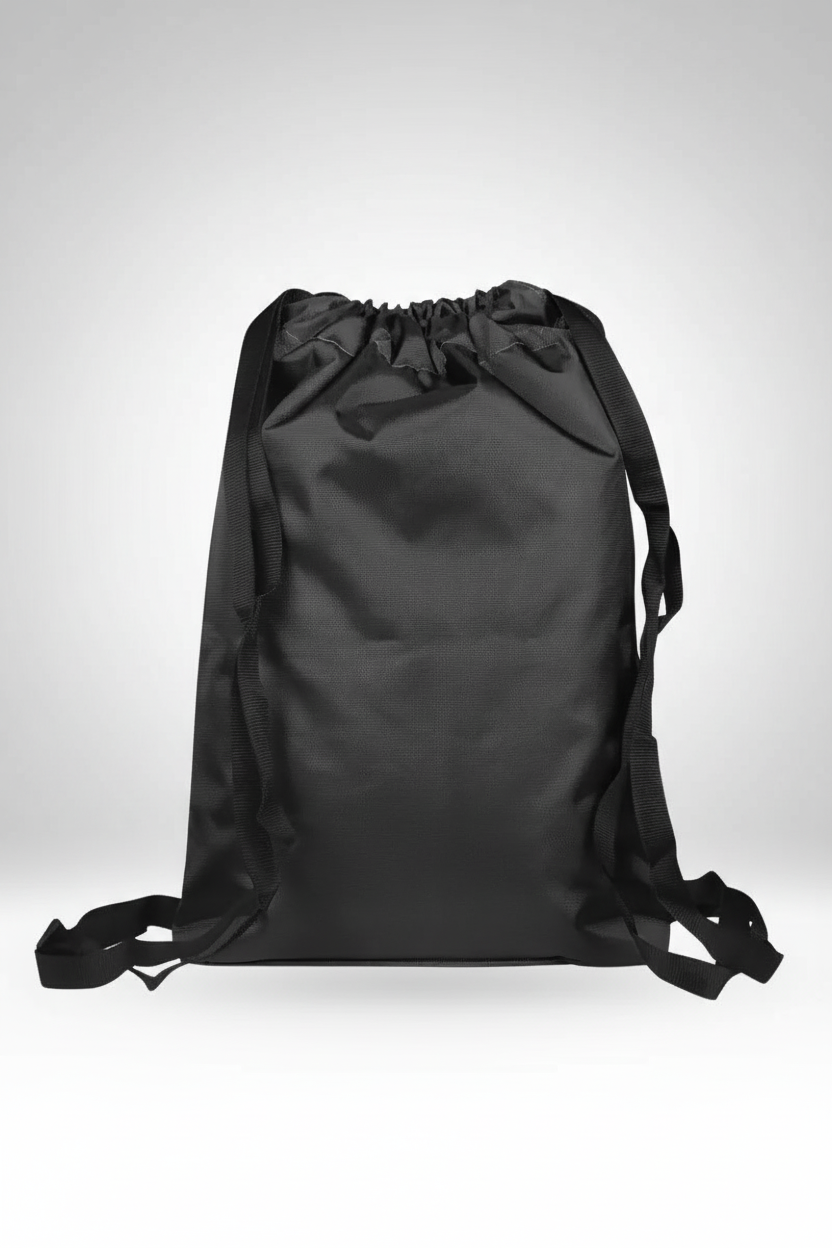 Double Shoulder Travel Drawstring Backpack for Unisex - Black SUPER