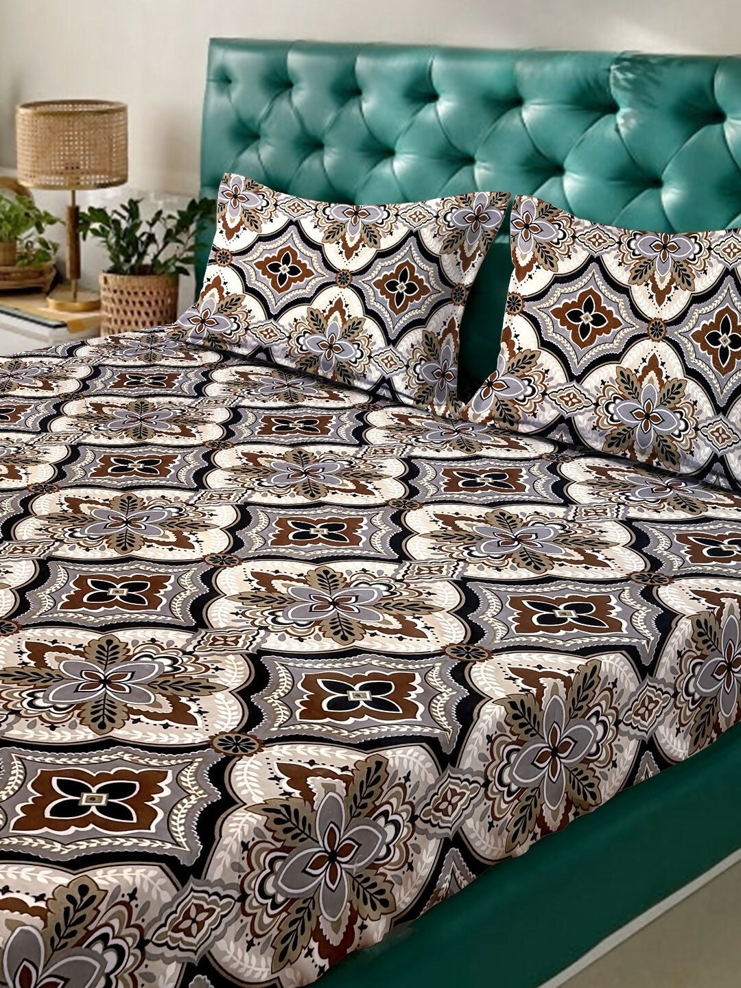 EASY CARE Elegant Floral Micro Polyester Double Bedsheet with Pillow Covers (224x254 cm) PANCHAJANYA FASHIONS