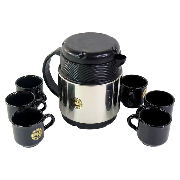 Premium Hot Express Tea and Coffee Set with Thermos Flask and 6 Ceramic Cups(1 Set)