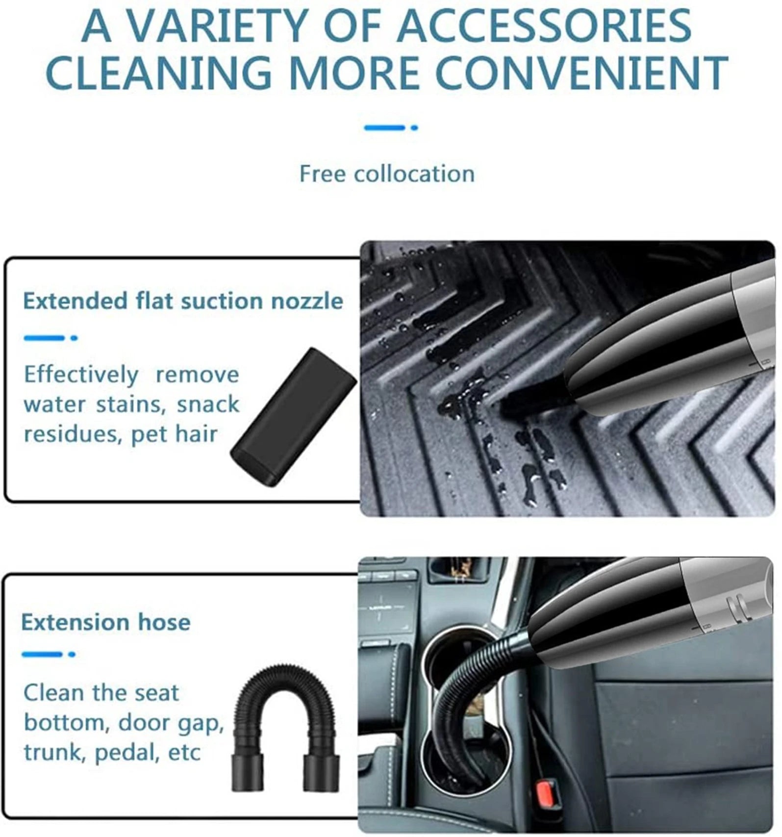 Keekos 2-in-1 Car Vacuum Cleaner with Mopping & Anti-Bacterial Cleaning – Grey & Black