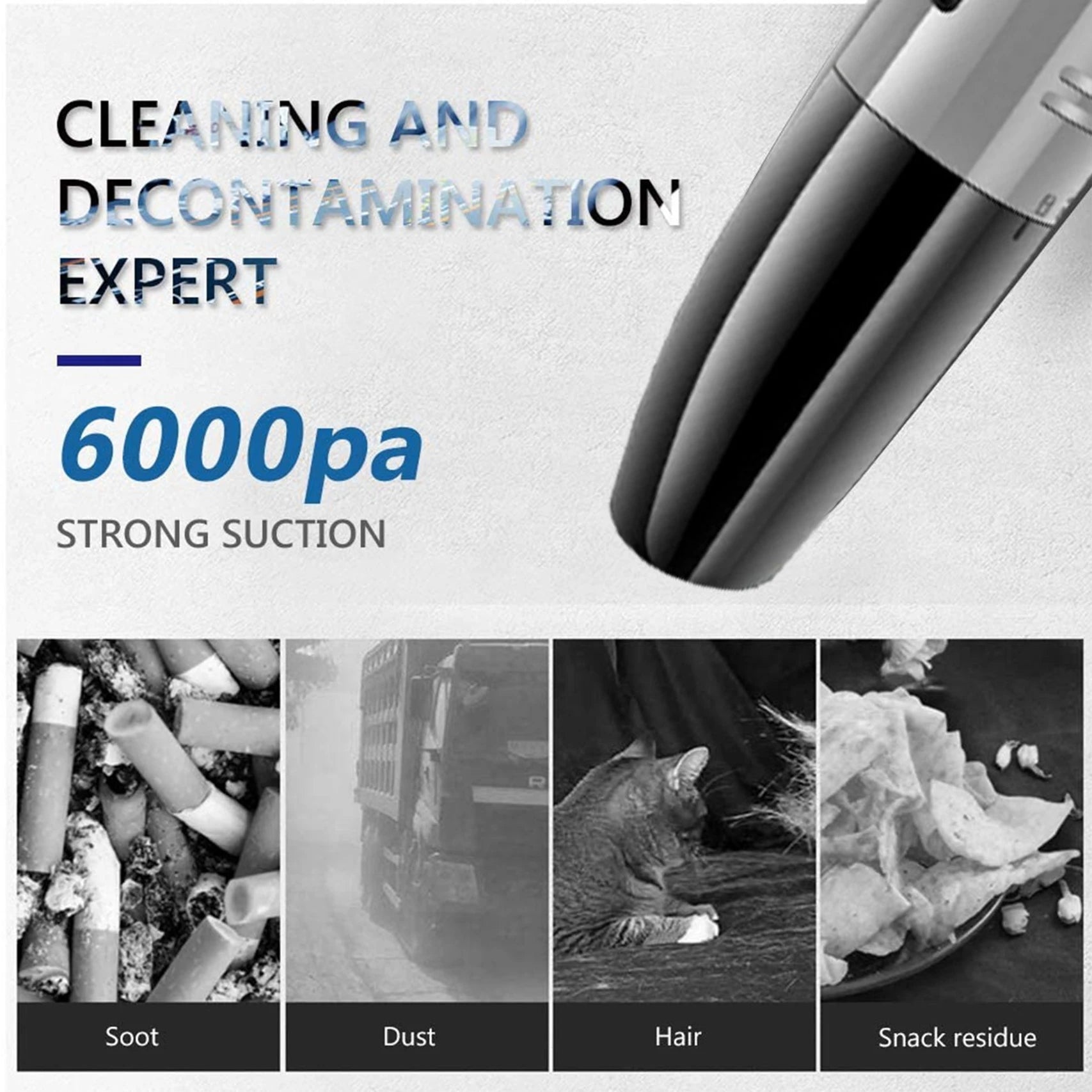 Keekos 2-in-1 Car Vacuum Cleaner with Mopping & Anti-Bacterial Cleaning – Grey & Black