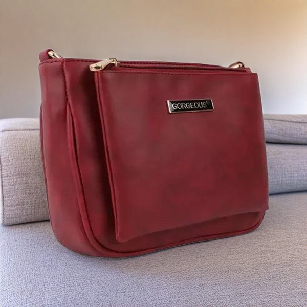 Classic Brown PU Leather Sling Bag – Everyday Chic (Reddish Brown)