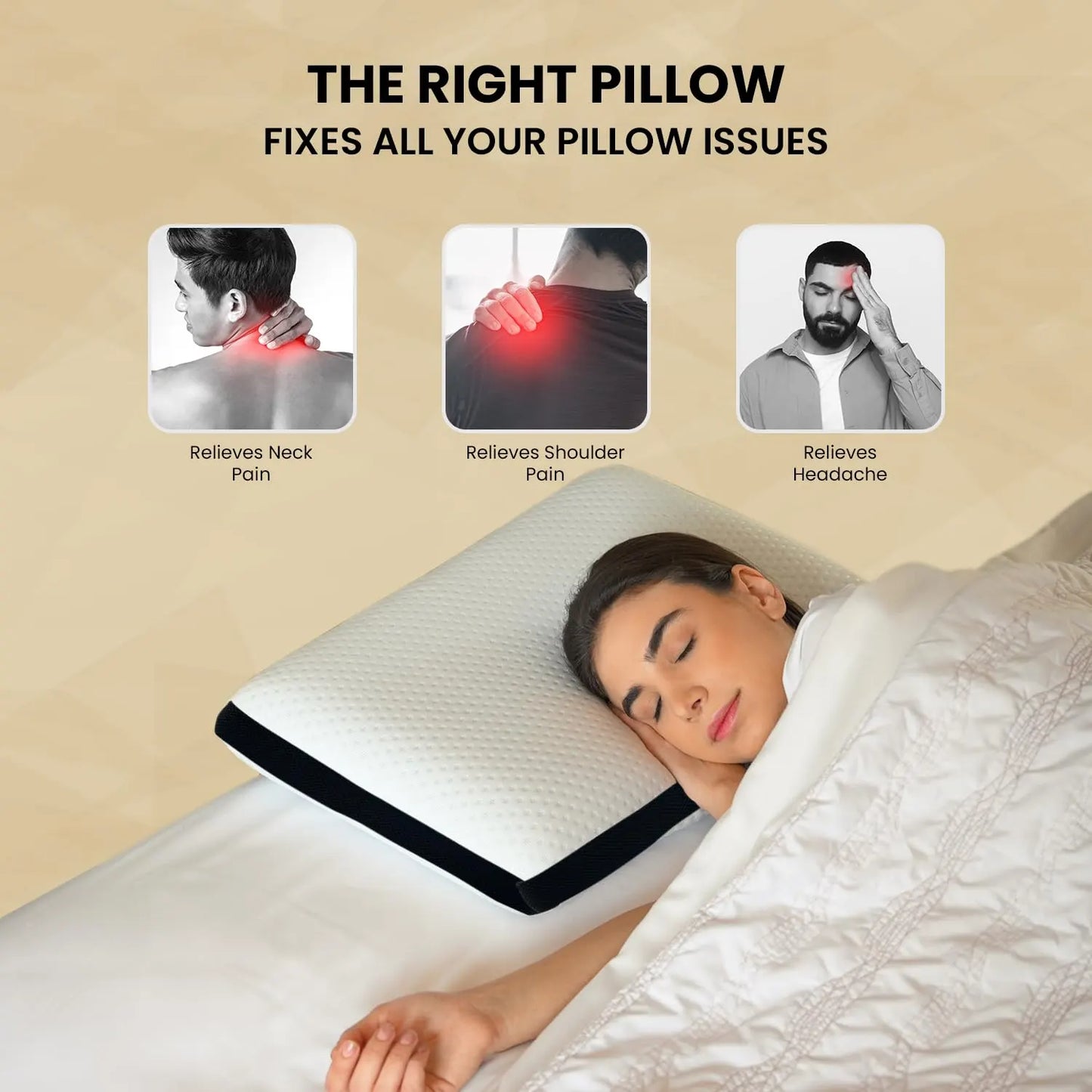 Sleepsia Orthopedic Cooling Gel Memory Foam Pillow | Cervical Pillow for Neck and Shoulder Pain Relief Support Bed Sleeping (Standard,Black/Stripes)