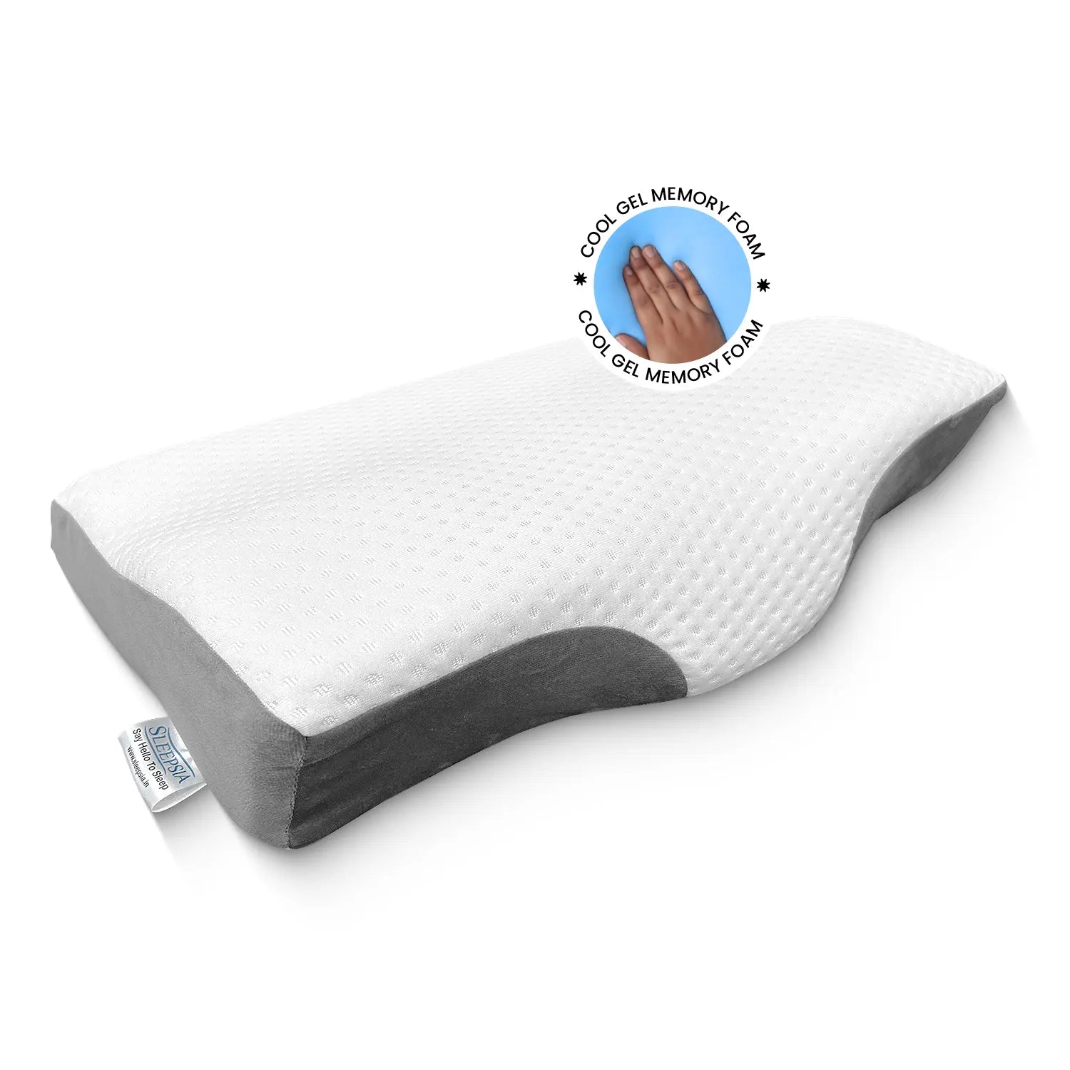 Sleepsia Cervical Pillow for Neck Pain & Shoulder Pain Relief |Orthopedic Memory Foam Pillow, Cervical Pillow, Neck Support Medical Pillow - Grey/White (Gel)