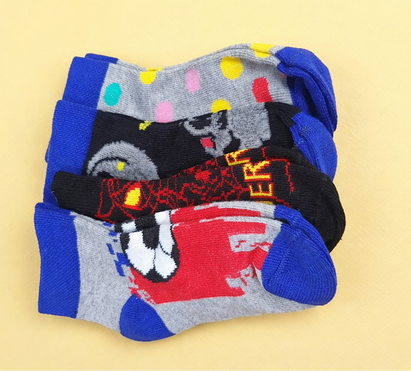 Kids Cartoon Superhero Printed Cotton Ankle Socks Soft Daily Wear RITEX OVERSEAS