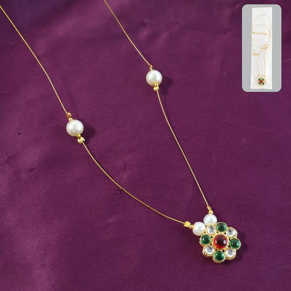 Elegant Traditional Multicolor Stone Pearl Pendant Chain (1 Pc)