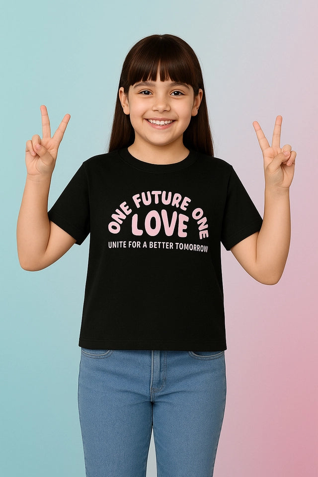 Cotton Printed Tops/Tunics for Girls, Black