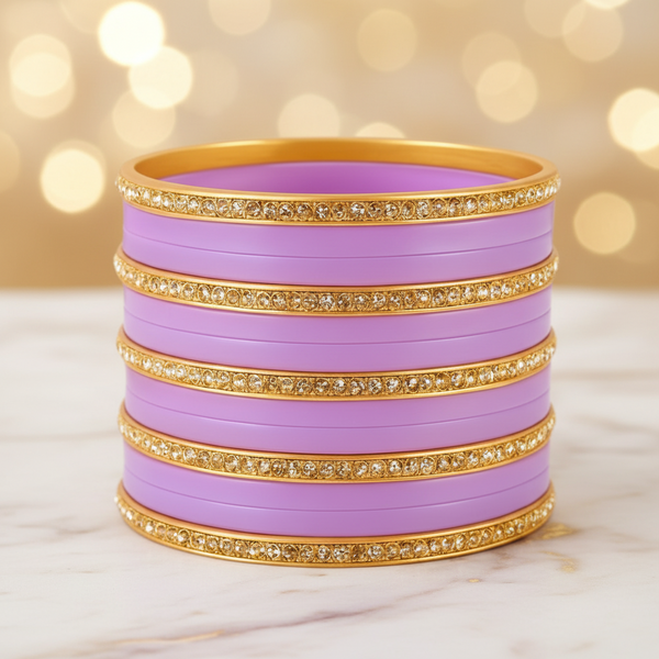 Plastic Traditional Stoned Chudha for Women, Purple