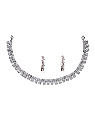 Silver Plated American Diamond Jewellery Set