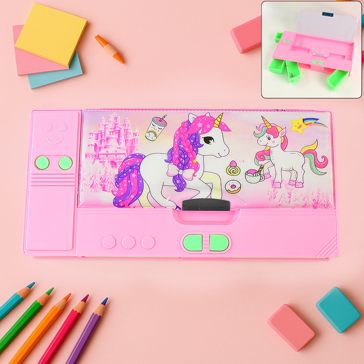 Multi Purpose Gadget Jumbo Pencil Box Compass With Calculator Jumbo 2 Side Slot Geometry Box Compass Use School Traveling Studio