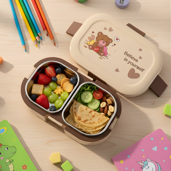 Cute Teddy Printed Kids Lunch Box (500ml 1 Pc) HP DD