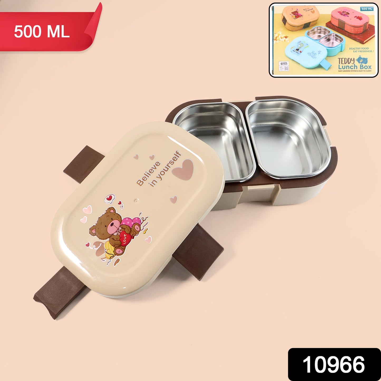 Cute Teddy Printed Kids Lunch Box (500ml 1 Pc) HP DD