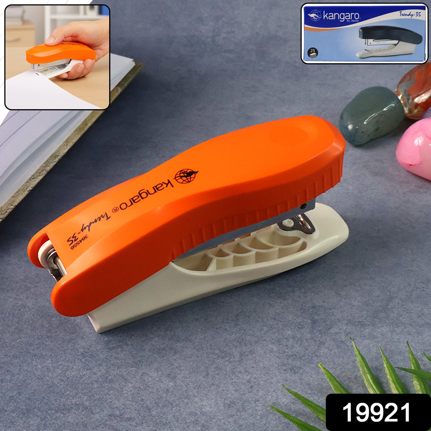 Kangaro Trendy 35 Stapler – Compact Office & School Desk Stapler with Comfortable Grip and Heavy-Duty Performance (1 Pc)