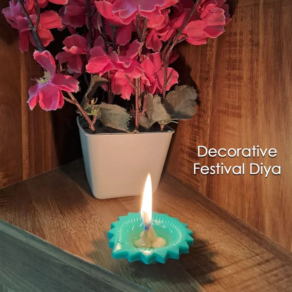 Colorful Silicone Diya Set – 12pcs Reusable, Smokeless Decorative Diyas for Festivals & Home Décor