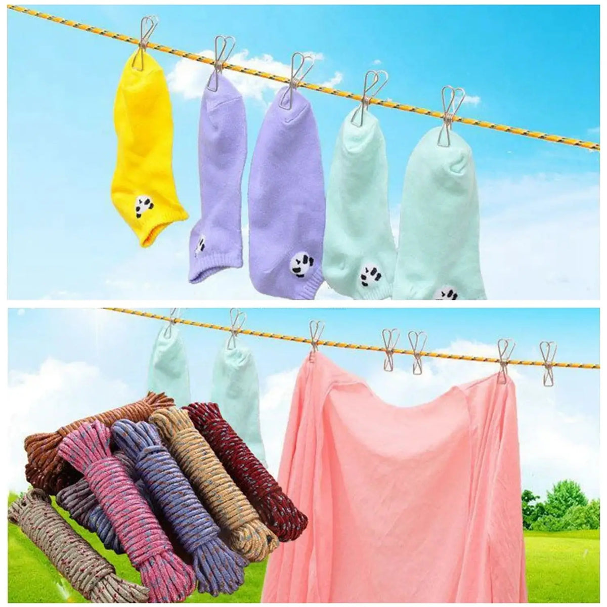 10 Meter Heavy Duty Laundry Drying Clothesline Rope Portable Travel Nylon Cord Sturdy Clothes Line For Outdoor Camping Indoor Crafting Art Projects HP DD