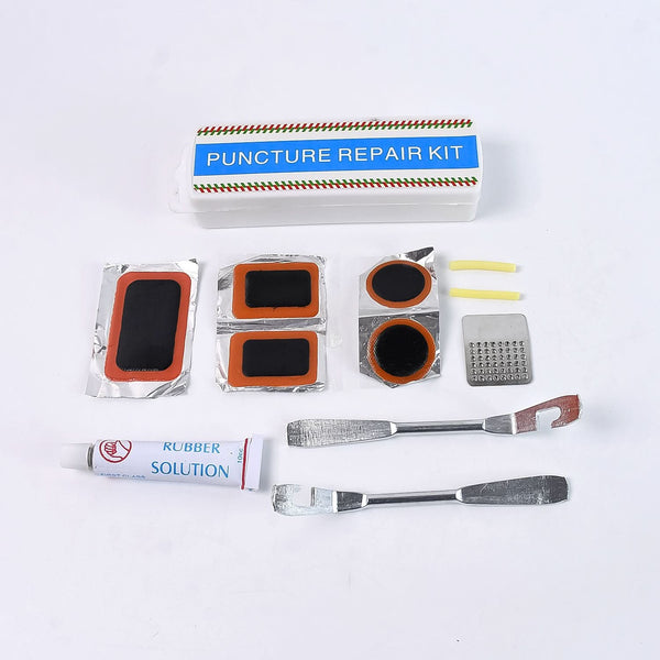 Bicycle Tire Repair Kit – Portable Puncture Repair Set with Adhesive & Tools