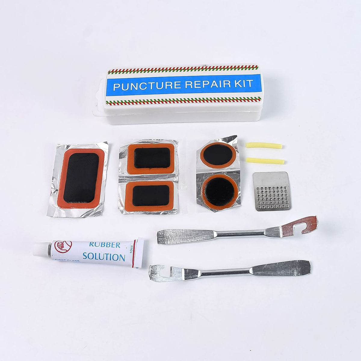 Bicycle Tire Repair Kit – Portable Puncture Repair Set with Adhesive & Tools HP DD