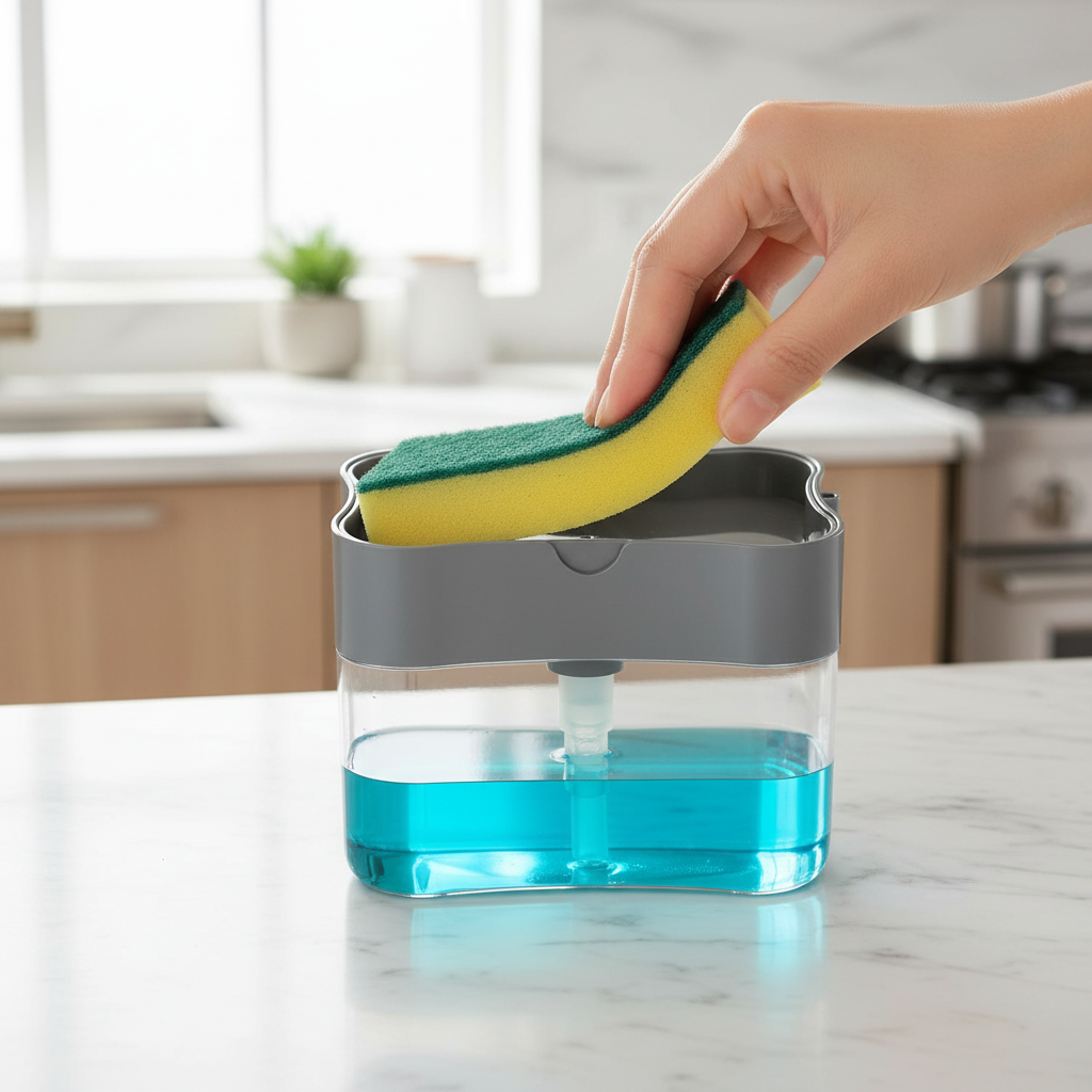 Ambition 2-in-1 Sponge Holder & Soap Dispenser for Kitchen Sink (Multicolor) HalfPe - FW -TPT