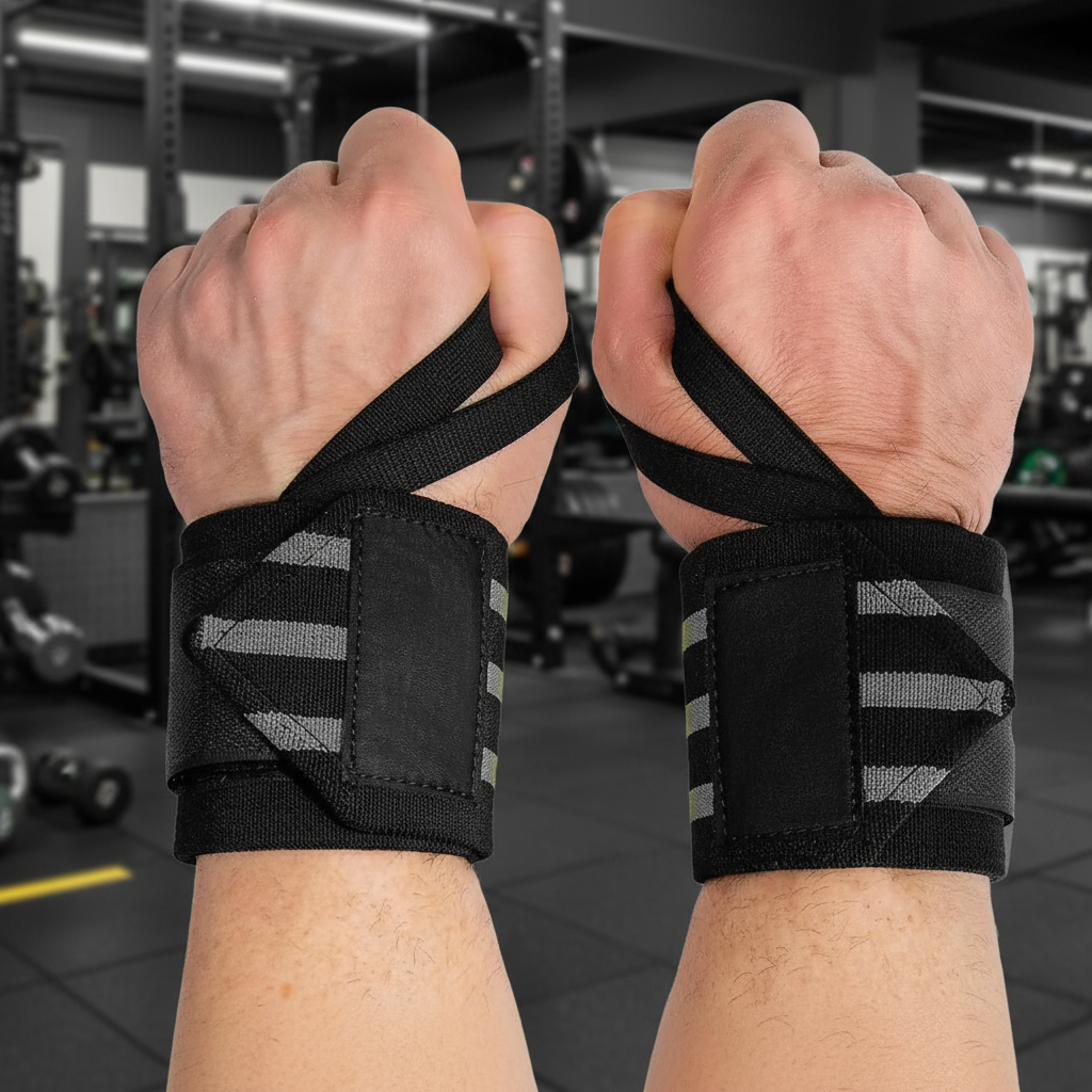 Weight Lifting Wrist Strap Gym Wrap With Thumb (Free Size) SUPER