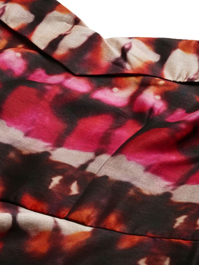 Bollywood Vogue Ready To Wear Pink Digital Printed Organza Knee Length Dress