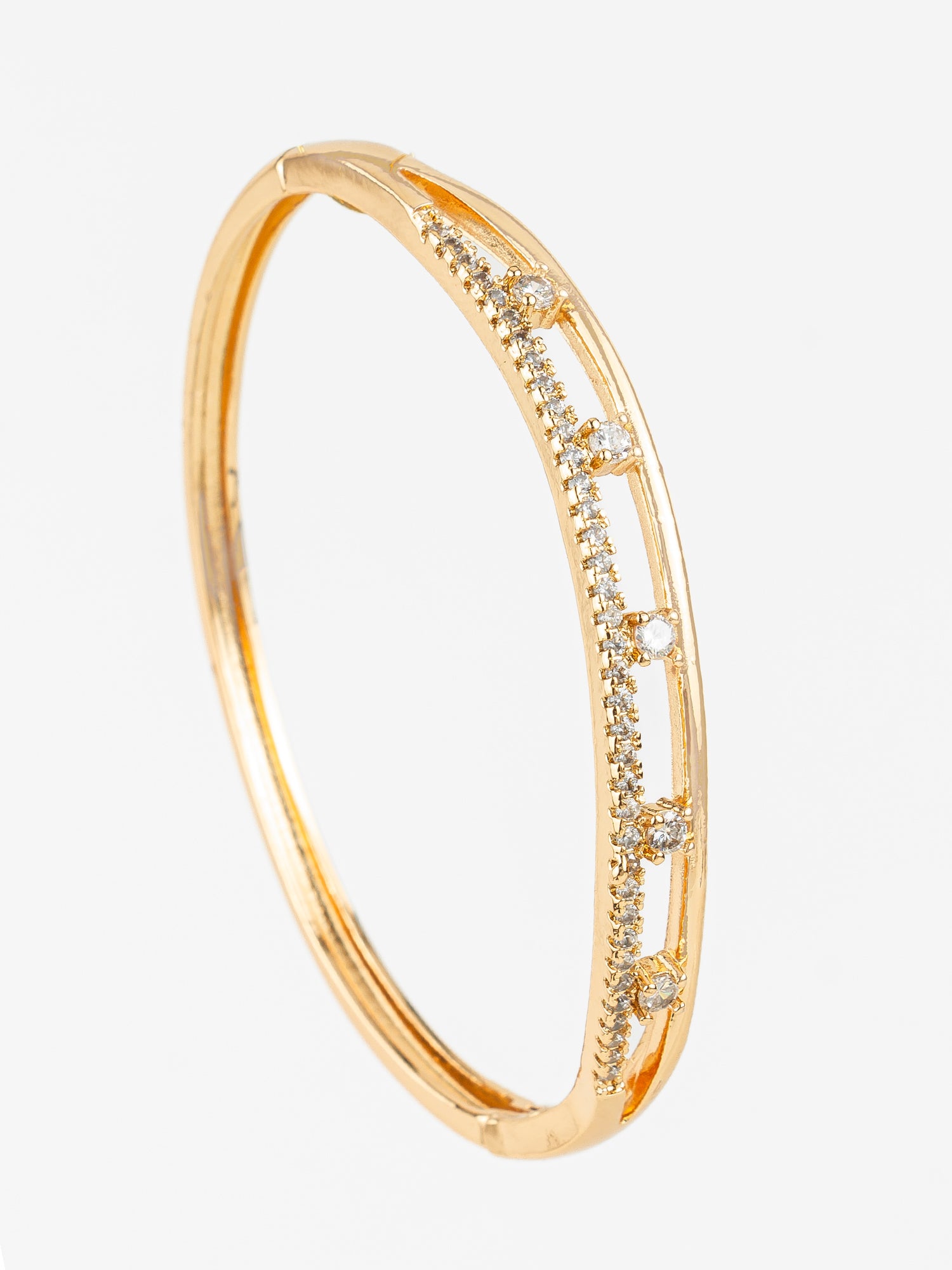 Gold Plated American Diamond Slim Openable Bangle for Women | Aadita Jewelry