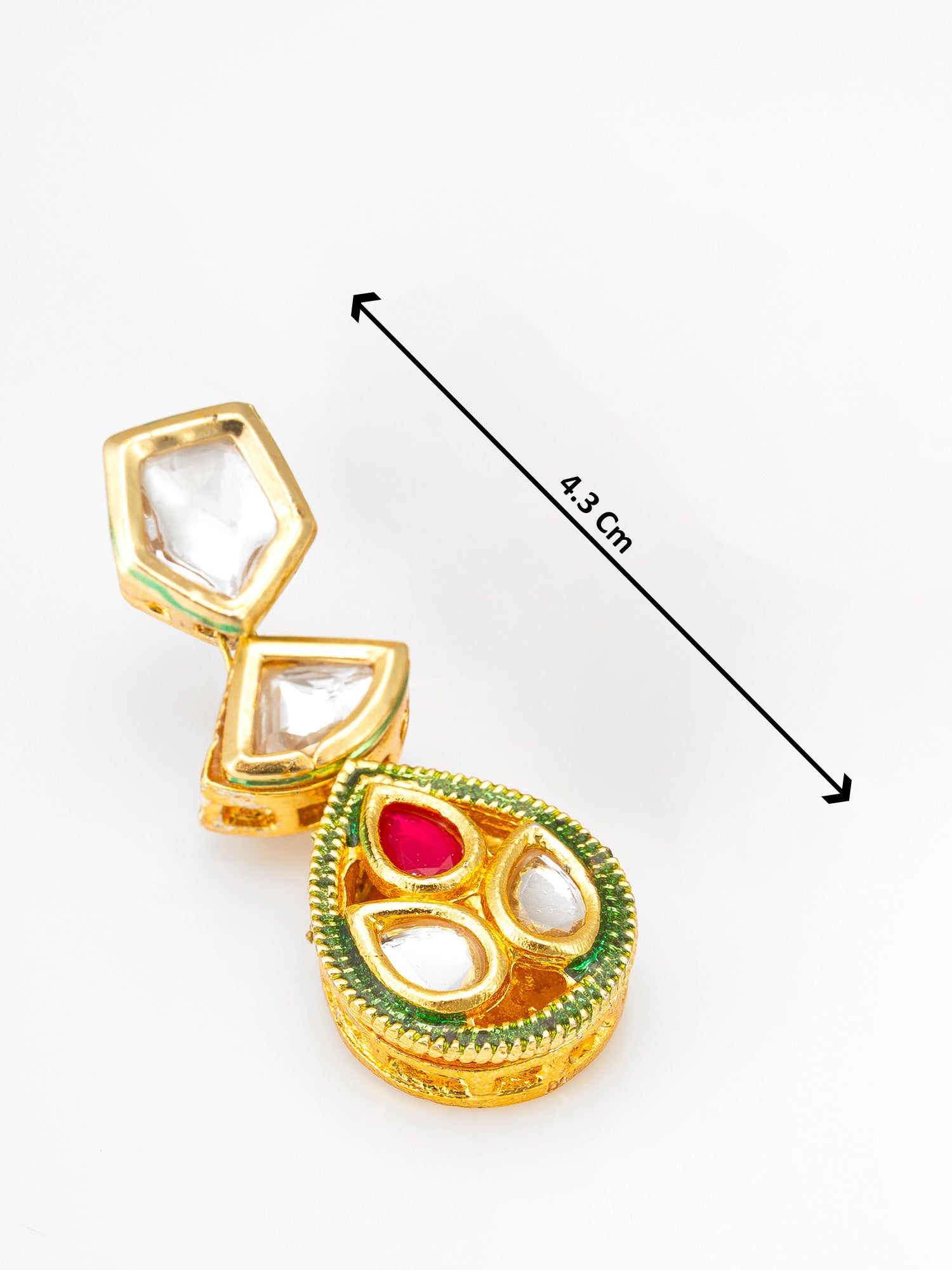 Gold Plated Kundan Drop Earrings – View 3 | Aadita Jewelry