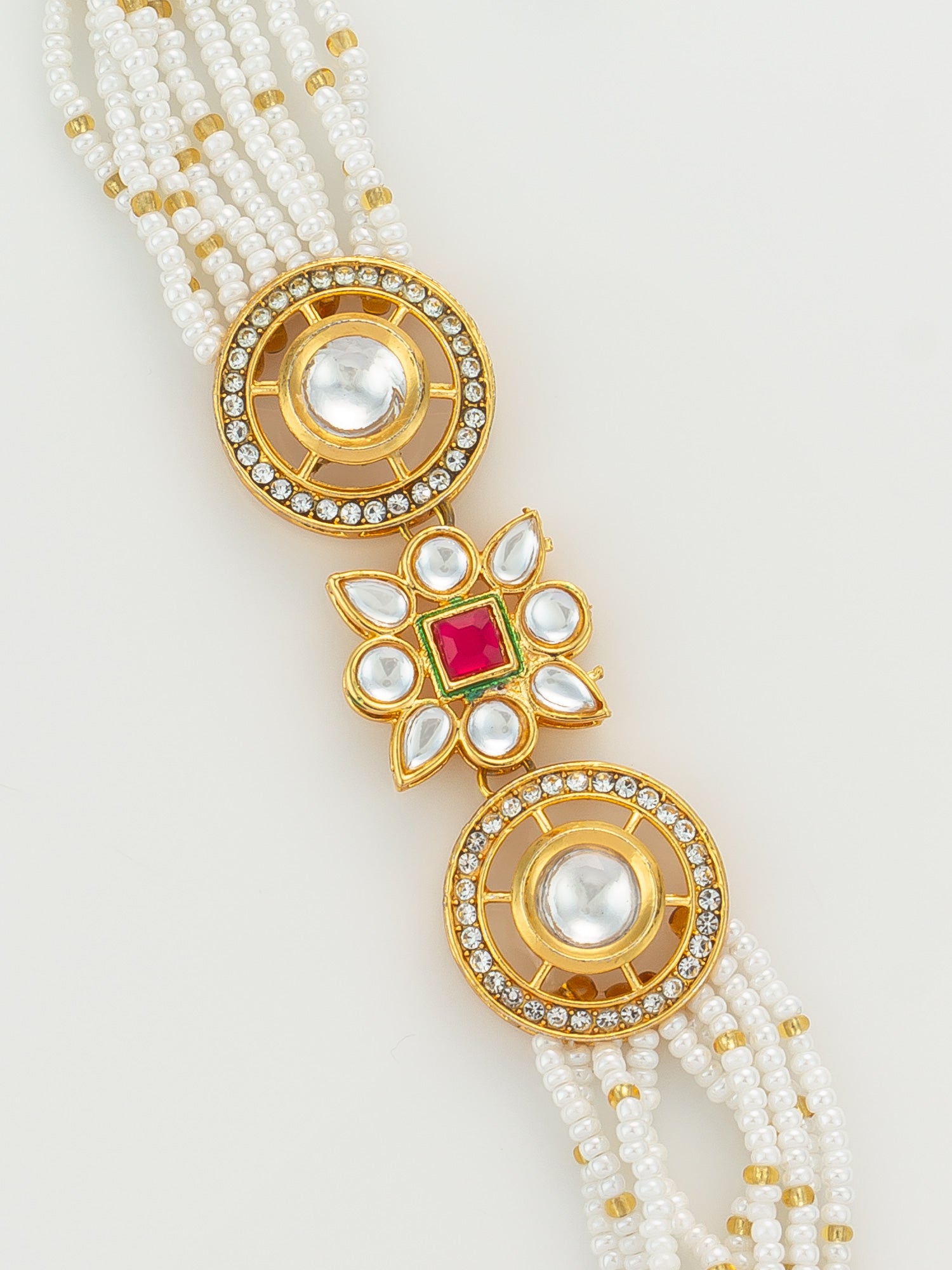Traditional Pearl Beaded Kundan Bracelet – View 3 | Aadita Jewelry