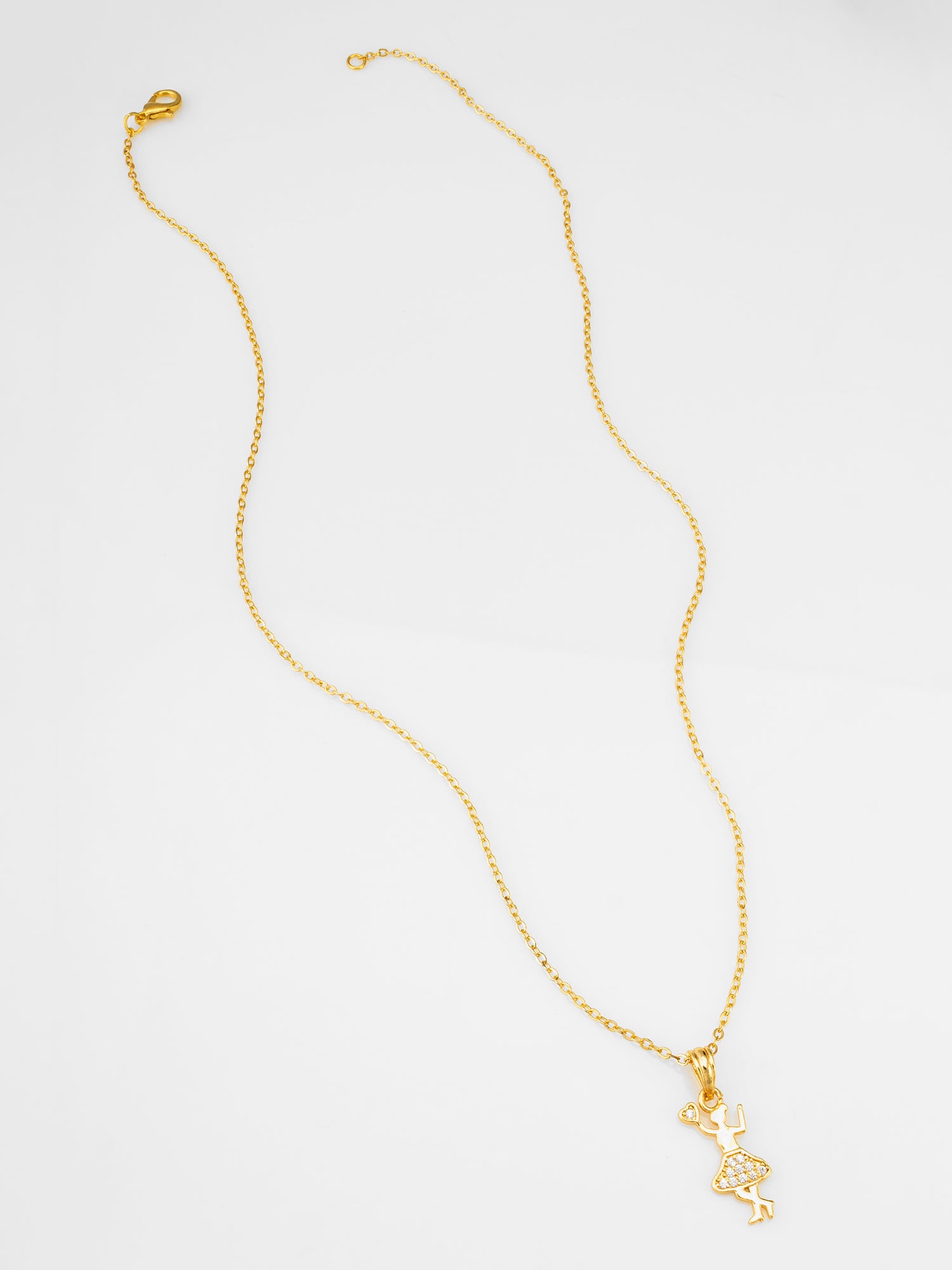 Gold-Tone Dancing Girl AD Pendant Necklace with Stone | Aadita Jewelry