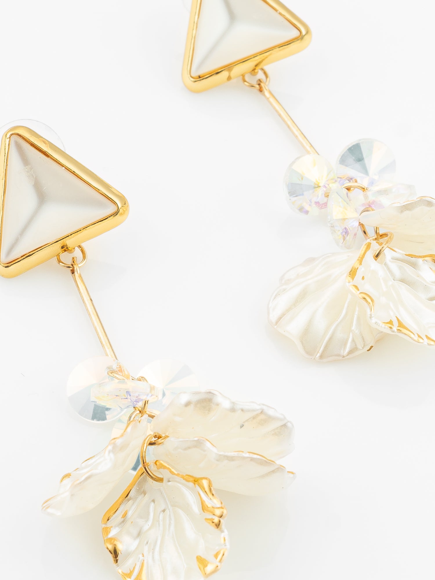 Triangle Stud Leaf Drop Earrings – View 4 | Aadita Jewelry