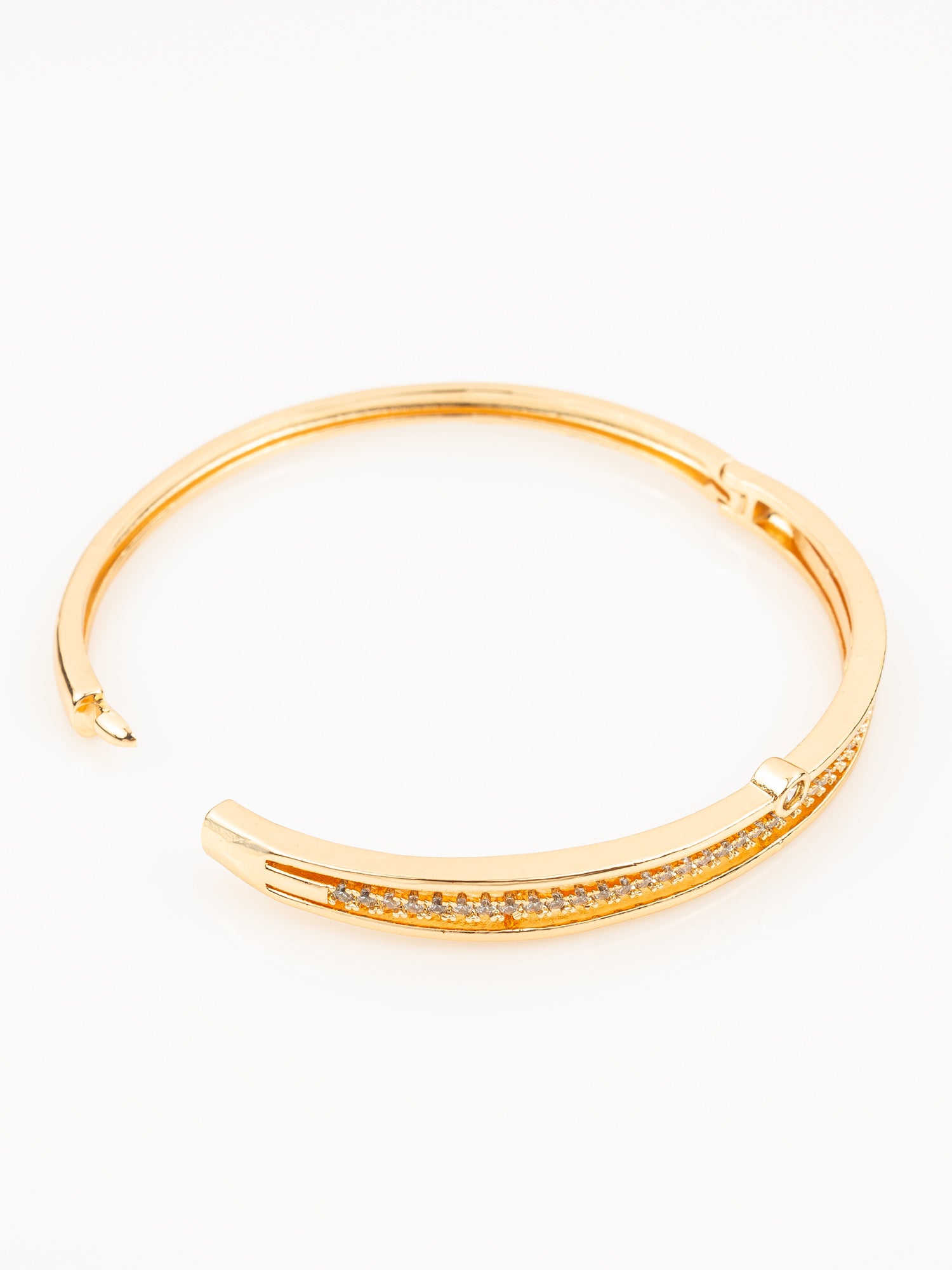 Gold Plated AD Stone Studded Elegant Bangle Bracelet for Women – View 3 | Aadita Jewelry