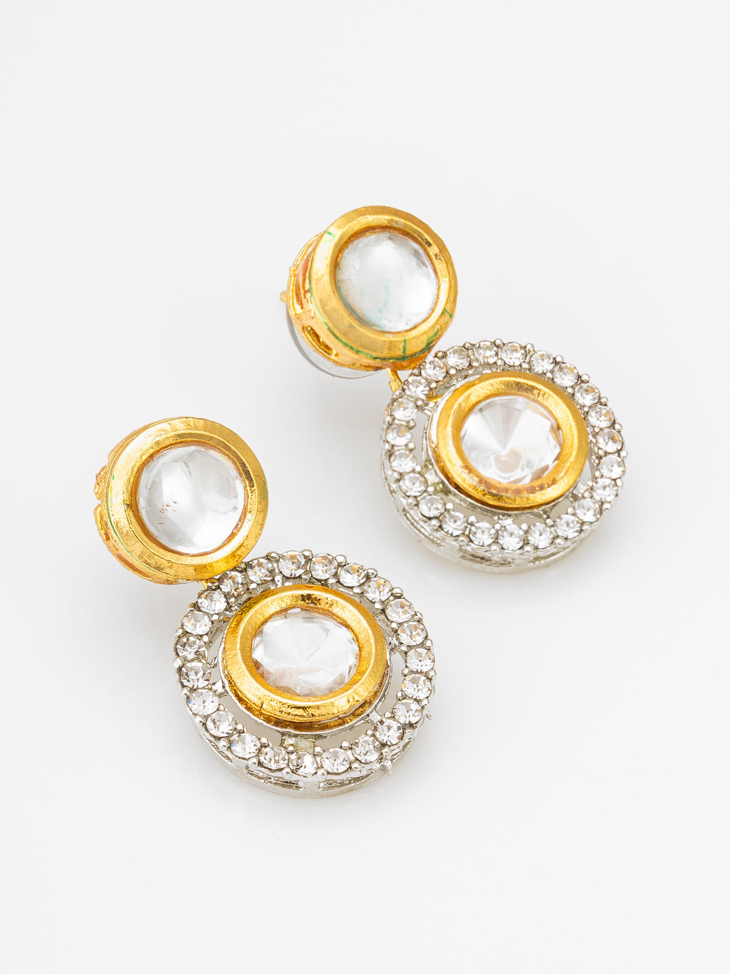 Classic Maroon Beaded Kundan Necklace Set with AD Stud Earrings – View 2 | Aadita Jewelry