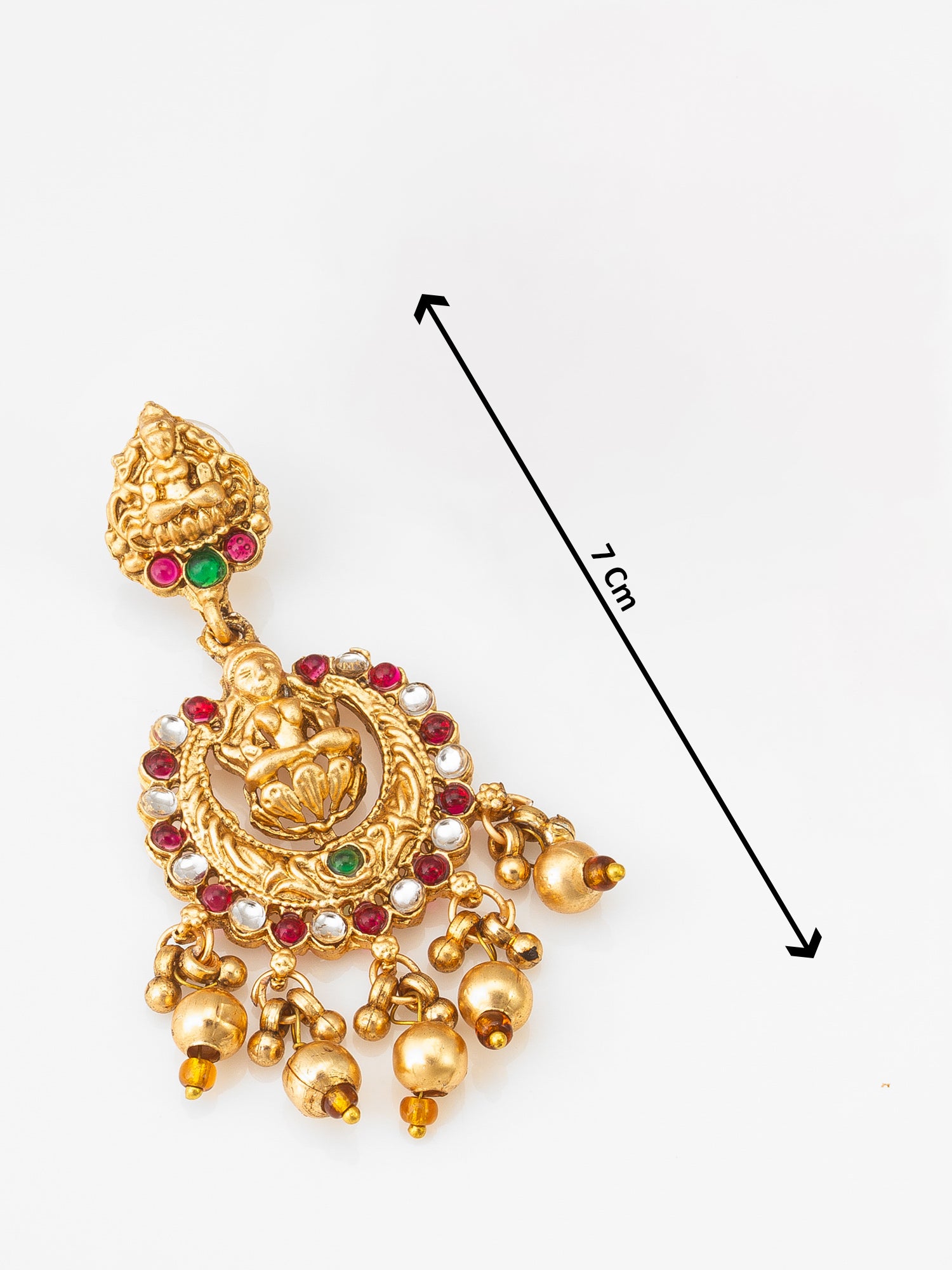 Lakshmi Temple Chandbali Earrings with Kundan Stones – View 3 | Aadita Jewelry