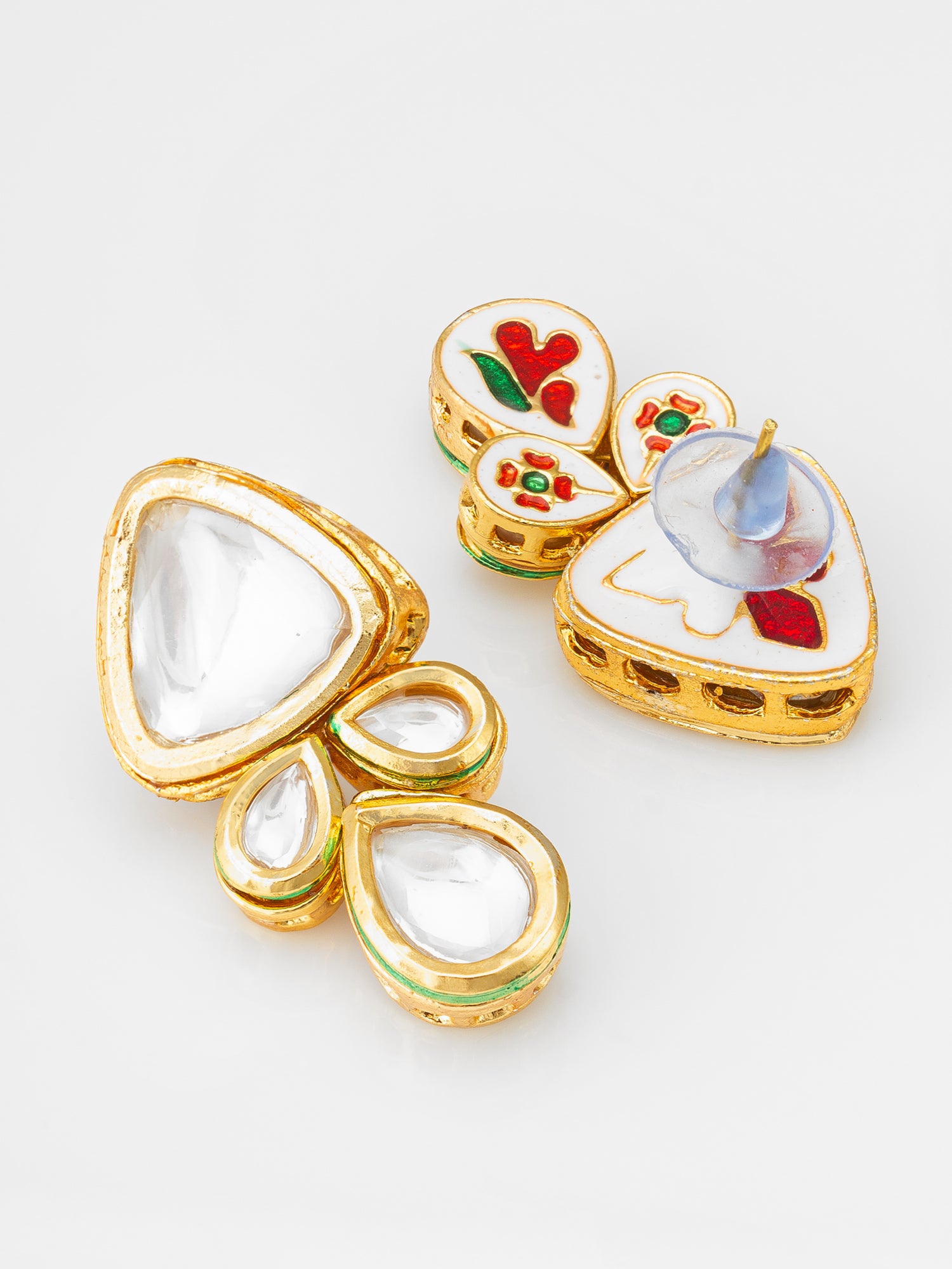 Gold-Toned Kundan Stud Earrings – View 2 | Aadita Jewelry