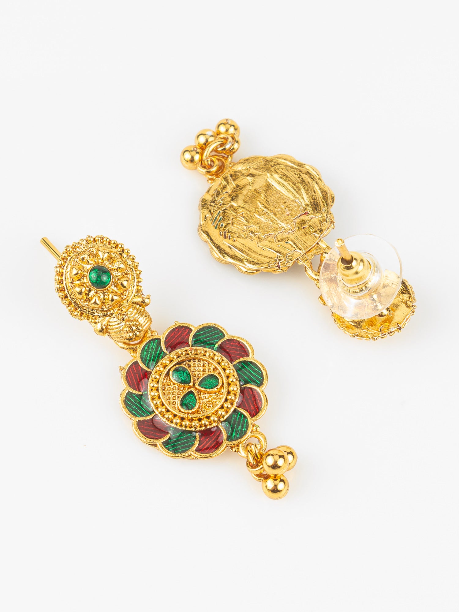 Gold-Plated Temple Necklace Set for Women | Bridal Peacock Jewellery | Traditional Design – View 3 | Aadita Jewelry