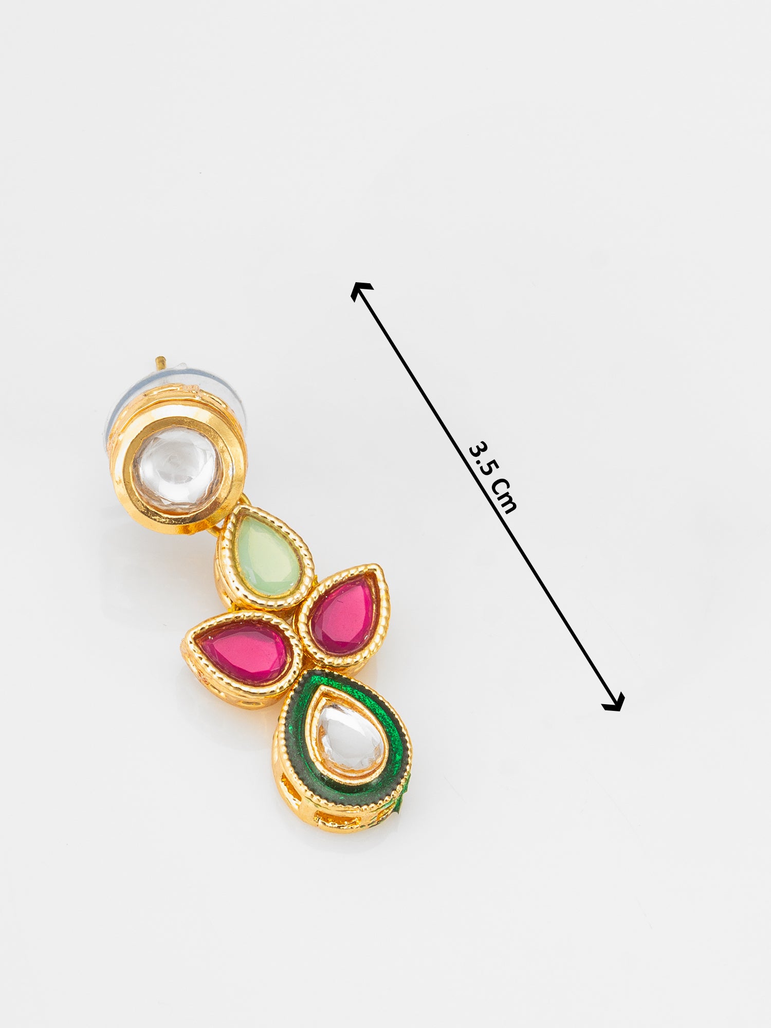 Gold Plated Teardrop Kundan Necklace with Red and Green Stones – View 5 | Aadita Jewelry