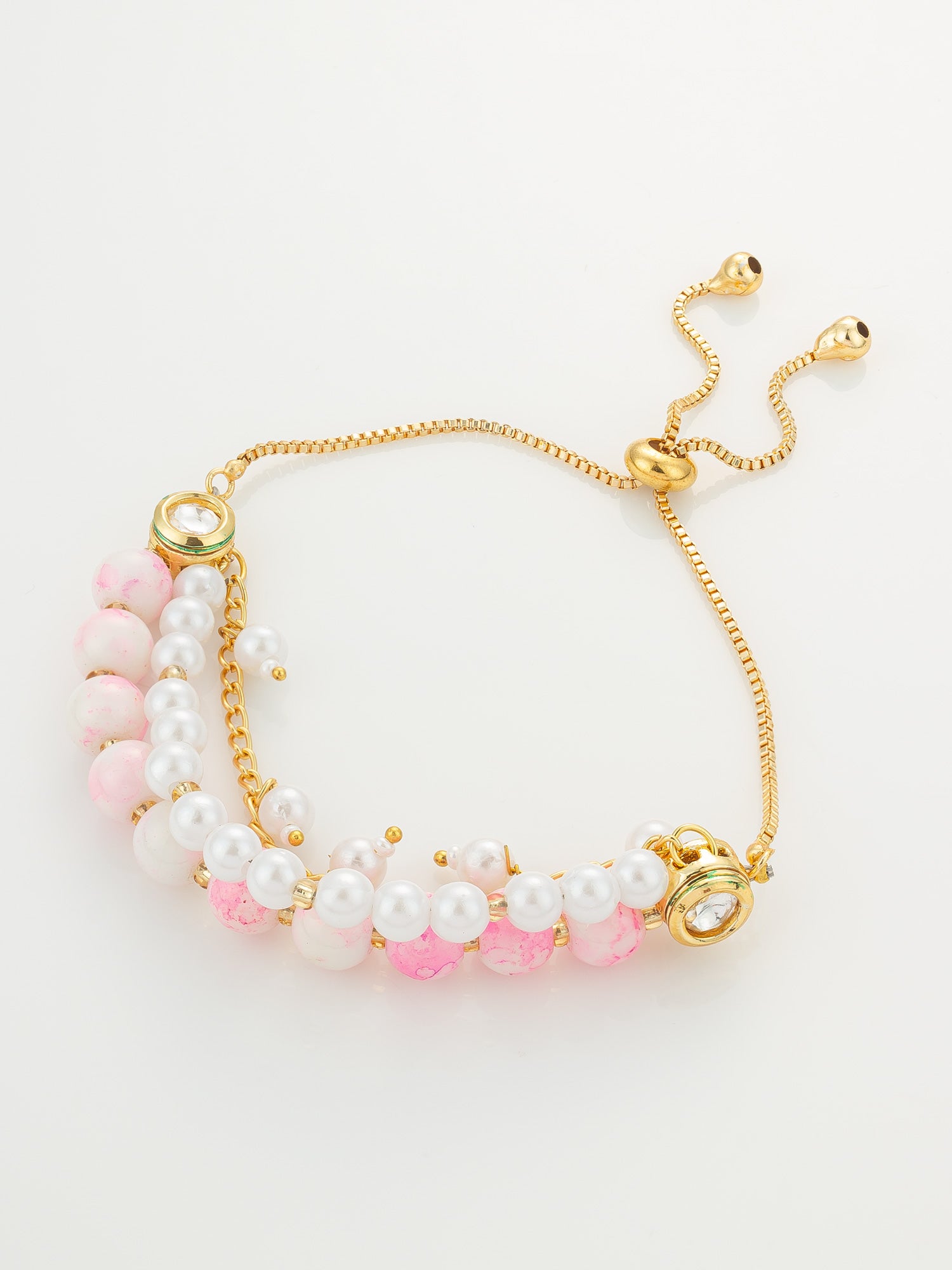 Dual-Tone Pink Beaded Layered Bracelet | Aadita Jewelry