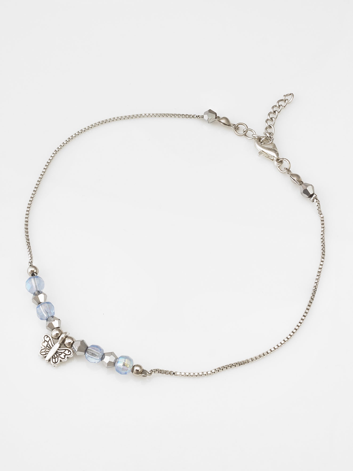 Blue Crystal Butterfly Charm Anklet | Aadita Jewelry