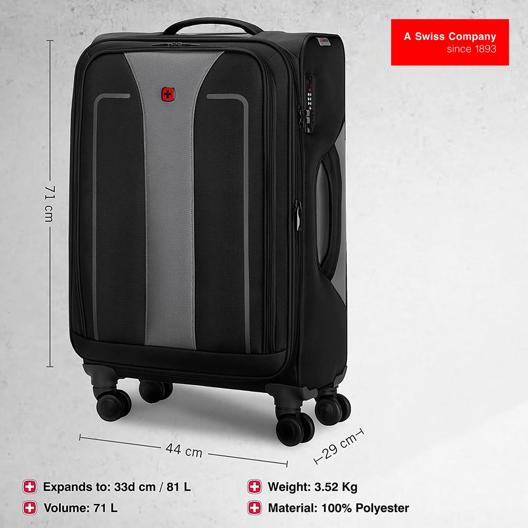 Wenger Fantic Pro Check-in Suitcase - Large (Value Edition) - Black - Image 3
