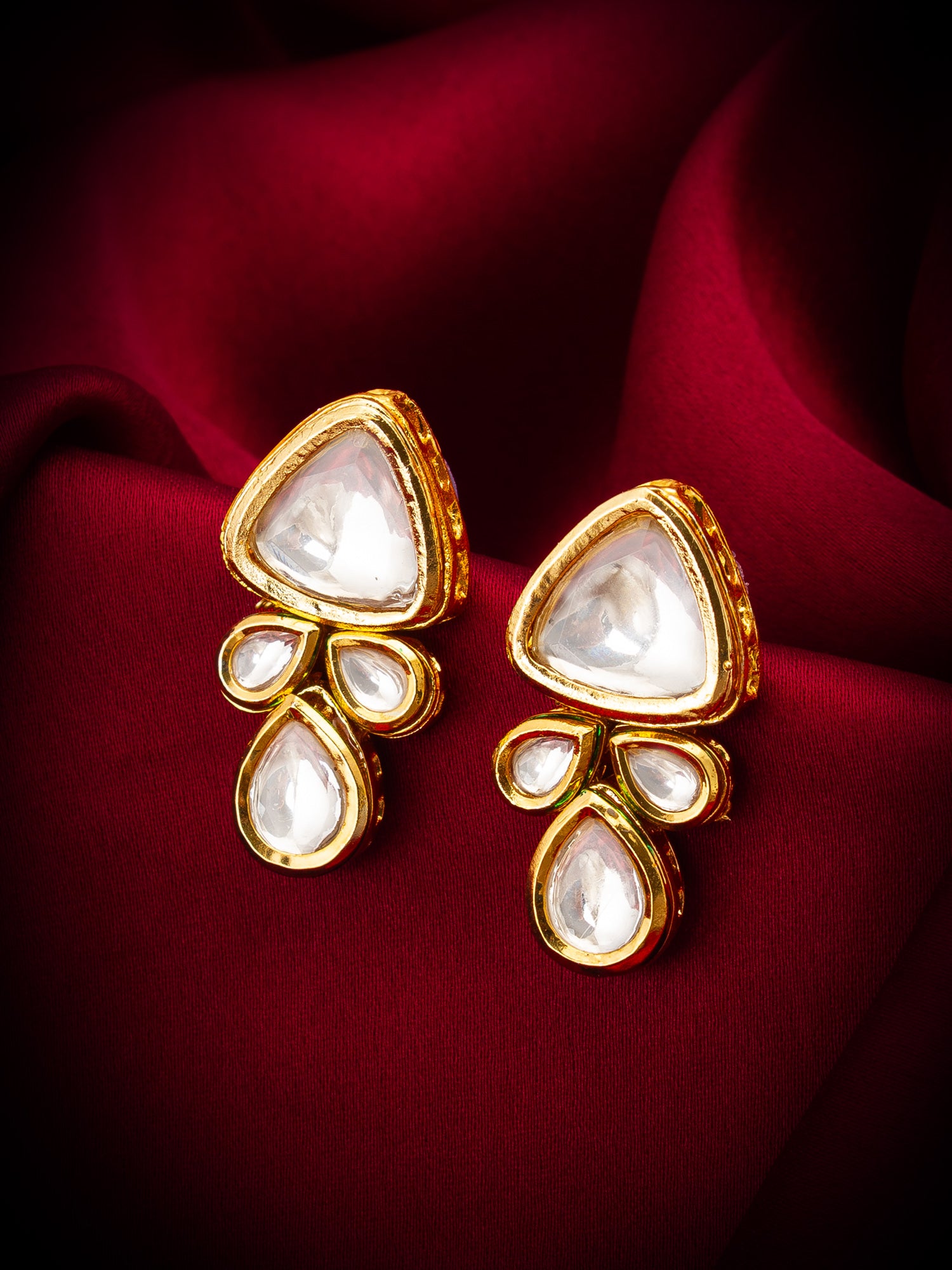 Gold-Toned Kundan Stud Earrings – View 4 | Aadita Jewelry