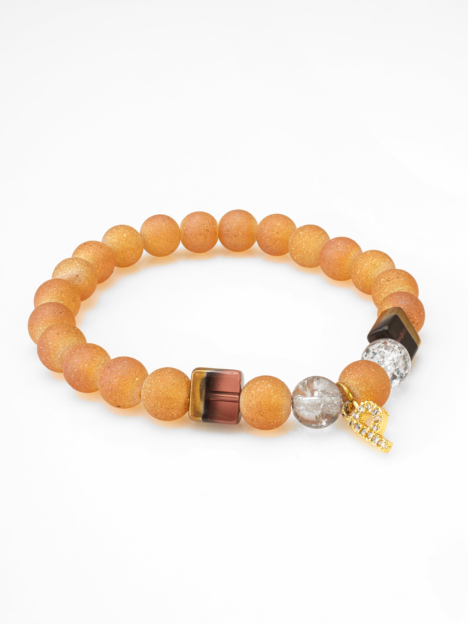 Sparkle Orange Beaded Bracelet with Accent Beads | Aadita Jewelry